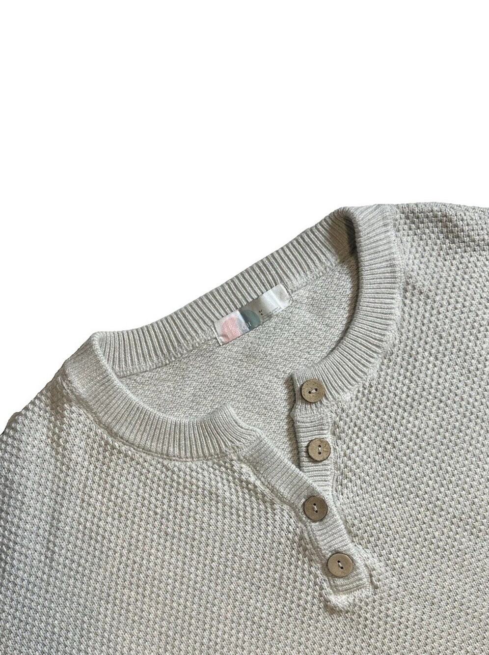 Free People Beach Gray Hailee Waffle Knit Women’s Sweater SZ L